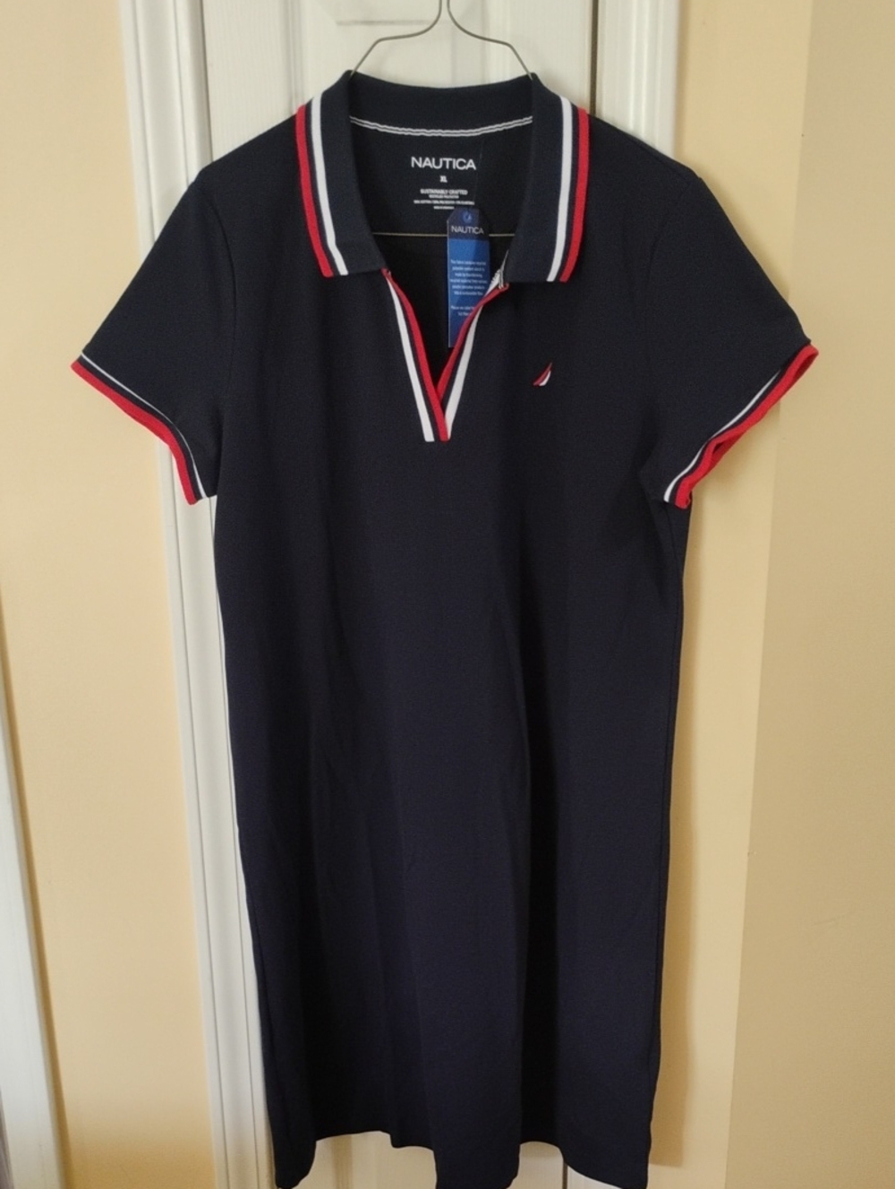 Nautica Navy Polo Dress with Red & White Trim
